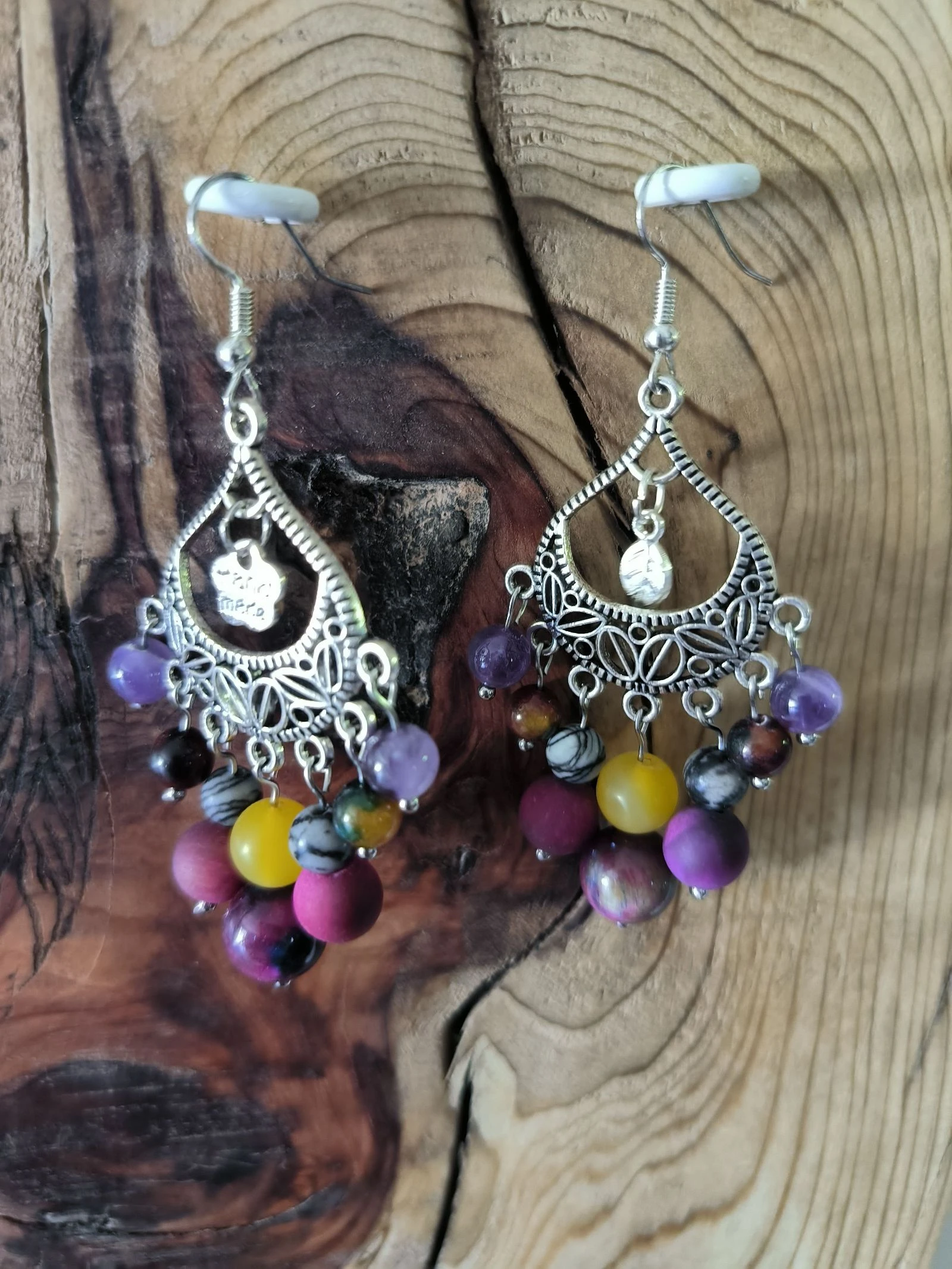 Boucles d'oreilles bohème chic en perles de pierre